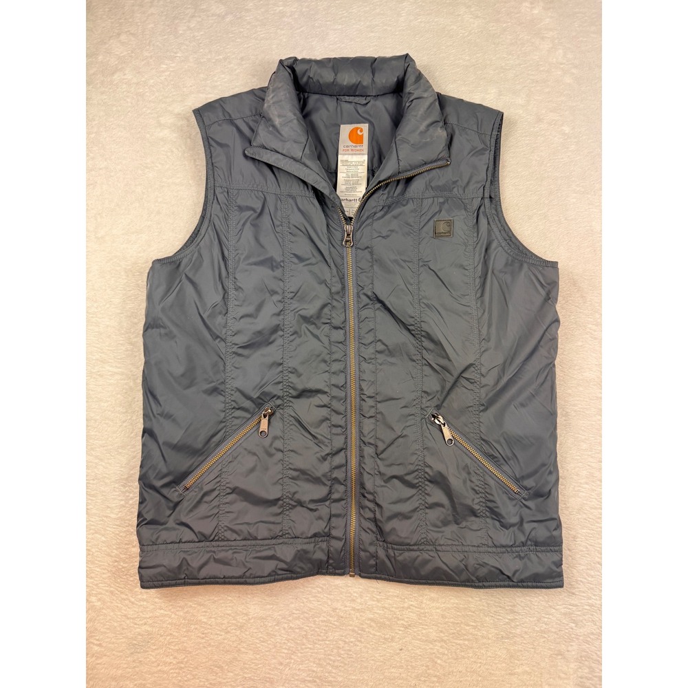 Carhartt Women Gray Quilted Puffer Vest Full Zip Lightweight WV006 COA Size M